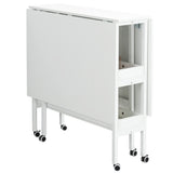 MELLCOM Home Hobby Craft Table with Storage Shelves, Mobile Folding Cutting Table for Large Fabric, Foldable Table for Home Office Sewing Room Craft Room, Fixed Height 35.5in MELLCOM