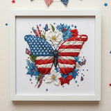 ARTopet Embroidery Kit for Beginners Cross Stitch Kits Independence Day Needlepoint Set for Craft Lover Hand Stitch with Threads 7.87in Hoop Fabric-Butterfly