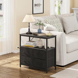 TUTOTAK Large Night Stand with Charging Station, Nightstand with USB and Type-C Port, Bedside Table with Cloth Drawers, End Table for Livingroom, Bedroom, Charcoal Grey TB01BY081 TUTOTAK