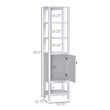 HOMCOM White Freestanding Tall Bathroom Storage Cabinet with Shelves HOMCOM