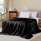 Ersmak Satin Flat Sheet Only, Single Flat Sheet Full, Luxury & Ultra Soft Silky Bedding Top Sheet for Full Mattress - Black Ersmak