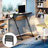 Homy Casa Adjustable Z Shaped Study Desk with Cup Holder, No Assembly Required,Space Saving Portable Laptop Foldable Table for Home Office Living Room & Bedroom, Sturdy Metal Frame with PP Top, Black Homy Casa