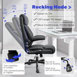 High Back Executive Office Chair - Ergonomic Computer Desk with Rocking Function, Leather Managerial with Adjustable Flip-Up Armrests and Lumbar Support BestGlory