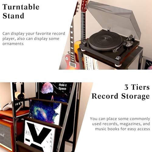 EASTROCK Guitar Stand & Record Player Table - 3-Tier Vinyl Record Storage for Acoustic, Electric Guitar, Bass, Speaker, Amp EASTROCK