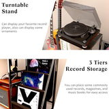 EASTROCK Guitar Stand & Record Player Table - 3-Tier Vinyl Record Storage for Acoustic, Electric Guitar, Bass, Speaker, Amp EASTROCK