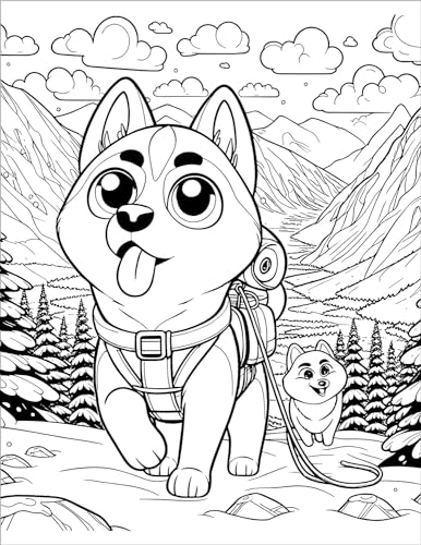 Cute Dogs Coloring Book for Kids Ages 4-8: Adorable Cartoon Dogs & Puppies