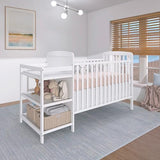 Dream On Me Anna 3-in-1 Convertible Full-Size Baby Crib & Changer with Storage in White, GreenGuard Gold & JPMA, Pinewood, Converts to Day & Toddler Bed, 3 Mattress Heights, 1″ Changing Pad