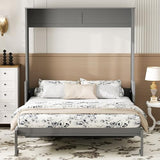 Merax Queen Size Murphy Bed with Small Storage Shelf(AS Desk), Wall Murpht Bed Cabinet Queen with Lights and USB Charging Station, No Box Spring Needed, Gray Merax
