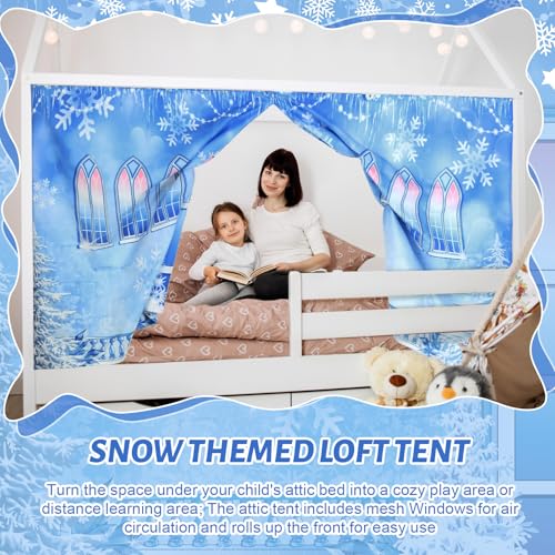 Hahafelt Loft Bed Tent Curtain Set for Low Twin,Bunk Bed Curtains Princess Play Tent Winter Party Decoration for Indoor & Outdoor Play Hahafelt