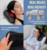 Zyllion Shiatsu Back and Neck Massager with Heat - 3D Electric Kneading Deep Tissue Massage Pillow for Muscle Pain Relief, Black, ZMA-13 Zyllion