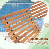HAPPYGRILL Outdoor Acacia Wood Chaise Lounge, Rocking Chair with High Back, Slatted Seat, Stopper, Outside Wood Rocker, 350 Lbs Capacity Sun Lounger