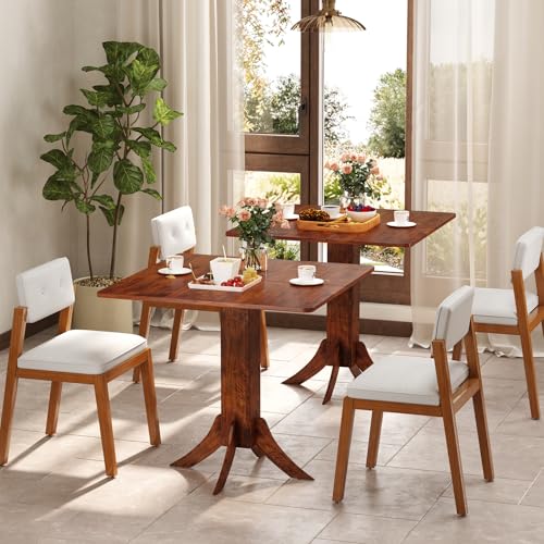 Giantex Square Dining Table for 2-4 People, 33-Inch Kitchen Table with Rubber Wooden Legs & Frame, Farmhouse Dinner Table for Dinette, Dining Room, Restaurant, Small Spaces, Walnut Giantex