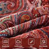 DJY Red Paisley Quilt Set California King Boho Bedspread 3 Pieces, Soft Lightweight Microfiber Coverlet Set Paisley Floral Pattern Bedding for All Season, 112"x96" DJY