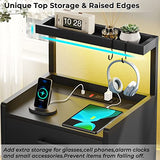 AOGLLATI LED Nightstand Set of 2 with Charging Station, 2 Drawers Night Stand with LED Lights for Bedroom, 2 USB Ports, 2 Power Outlets, Bed Side Table with Storage Shelves AOGLLATI