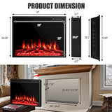 COSTWAY 37-Inch Electric Fireplace, Wall-Mounted and Recessed Fireplace Heater with 4 Flame and Log Colors, 5-Level Flame Speed and Brightness, Remote Control, 8H Timer, Overheat Protection, 1500W COSTWAY