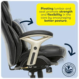 Serta Claremont Ergonomic Executive Office Chair with Back in Motion Technology, Adjustable Mid Back Desk Chair with Lumbar Support, Bonded Leather, Black Serta