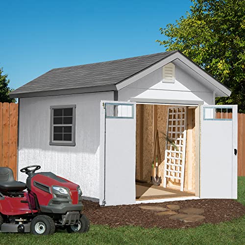 Handy Home Products Beachwood 10x12 Do-it-Yourself Wooden Storage Shed with Floor Tan - WoodArtSupply