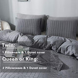 AveLom Seersucker Duvet Cover Set King Size (104 x 90 inches), 3 Pieces (1 Duvet Cover + 2 Pillow Cases), Dark Gray Ultra Soft Washed Microfiber, Textured Duvet Cover with Zipper Closure, Corner Ties AveLom