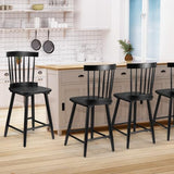 Unovivy 24" Windsor Wooden Bar Stools Set of 4, Farmhouse Counter Height Barstool with Spindle Back, Widen Seat, Modern Mid-Century Country Style, for Kitchen Island Dining Room, Black Unovivy