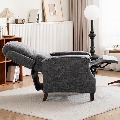 VKNOW Recliner Chair, Fabric Recliner with Soft Armrest, Home Theater Seating with Adjustable Push Back and Lumbar Support, Single Sofa for Adults, Lounge Chair for Living Room, Bedroom（Dark Grey）