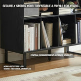 FurnPulse Large Record Player Stand with Storage 1000+ Albums, Mid Century Modern Turntable Stand Cabinet, Record Player Table Media Console TV Stand Bookshelf for Living Room, Black Walnut FurnPulse