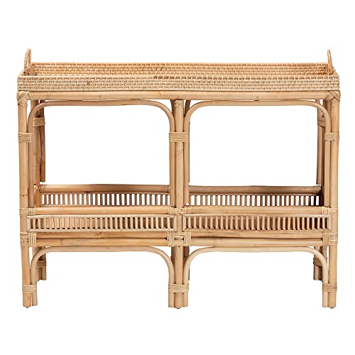 Bali & pari Lombok Modern Bohemian Natural Rattan 2-Tier Console Table bali & pari