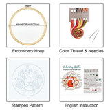 Louise Maelys Fall Fox Embroidery Kits for Beginners with Autumn Animal Pattern,Adults Starter Cross Stitch Kit DIY Needlepoint