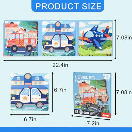 ASTARON Magnetic Puzzles for Toddlers, 12-16-20 Pieces Vehicle Learning Magnet Puzzles for Road Trip, Educational Travel Toys Car Plane Activities for Kids, Kids Birthday Gifts ASTARON