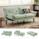 LINSY HOME Futon Sofa Bed, 70" Chenille Futon Couch with Adjustable Backrest Armrest, 3 in 1 Convertible Comfy Loveseat Sleeper Sofa Bed for Small Spaces Dorm Room Apartment Home Office, Light Green LINSY HOME