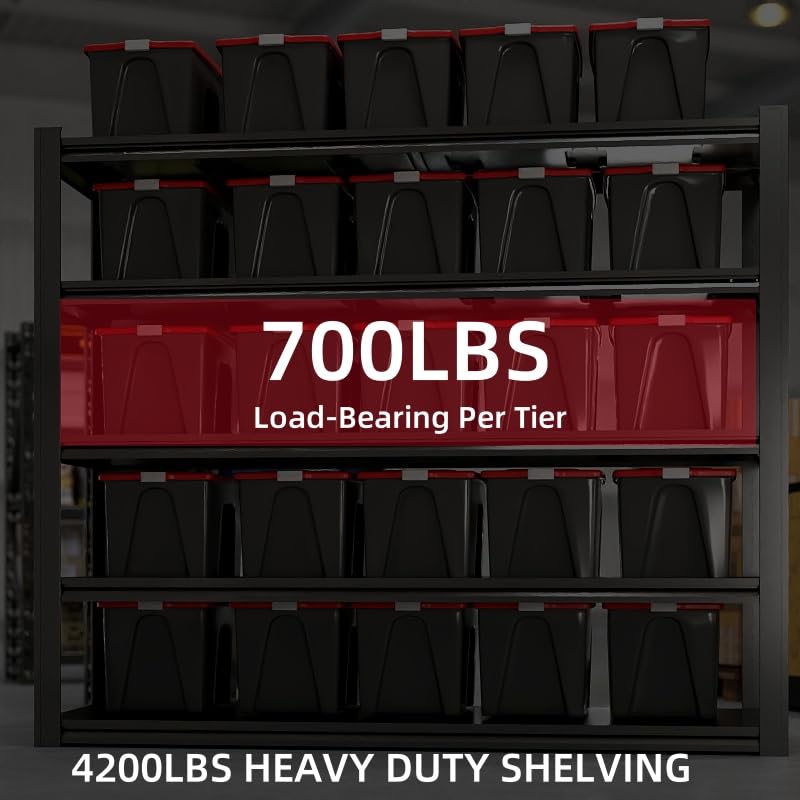 LI JIU HOME 84“H 6T Garage Shelving Heavy Duty Storage Shelves 3500 LBS Adjustable Metal Shelving Uints and Storage for Garage,Warehouse,School,Commercial,Business, 62 "W x 24 "D x 84 "H LI JIU HOME