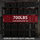 LI JIU HOME 6T 62" W x 24" D x 84" H Garage Shelving Heavy Duty Metal Shelving 4200LBS Storage Shelves Adjustable Metal Shelves for Storage Industrial Garage Shelves for Warehouse Basement LI JIU HOME