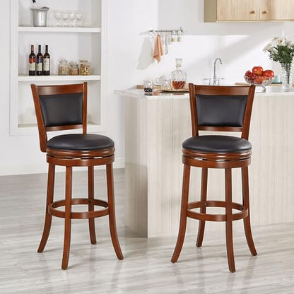 Ball & Cast Swivel Pub Height Barstool 29 Inch Seat Height Cherry Set of 1 - WoodArtSupply