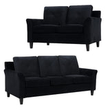 Raelynn Button Tufted Sofa &Loveseat Black Modern Sofa Set - Microfiber Living room sets for Small Spaces Sofa Cama para Sala Modernos Baratos, Durable Sturdy Living Room Furniture Tool-Free Assembly Naomi Home