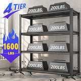 Raybee 40" W Garage Shelving Wide Storage Shelves 4 Tier Metal Shelves for Storage Load 1600LBS Adjustable Heavy Duty Shelving Sturdy Metal Shelving for Pantry Kitchen 40" W x 19.1" D x 56.9" H Raybee