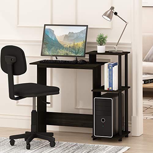 Furinno Efficient Home Laptop Notebook Computer Desk with Square Shelves, Espresso/Black - WoodArtSupply