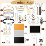Quelay 47 Pcs Laser Engraving Blanks Jewelry Blanks for Laser Engraving Include Necklace Bracelet Ring Keychain Pendant with Scissors Marking Paper for Gift Making DIY Crafting Supplies Quelay