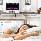 31 Inch Electric Fireplace Recessed and Wall Mounted, Fireplace Heater and Linear Fireplace, Ultra-Thin Electric Fireplace, Low Noise, with Timer, Remote Control, Adjustable 12 Flame Color, 750/1500W Sixfivsevn