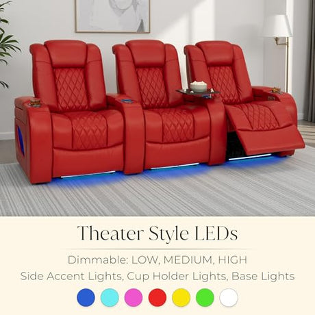 Seatcraft Virtuoso LT Zero-Gravity HeatZero Italian Leather Home Theater Seating, Heat & Massage, Power Headrest, Power Recline, Single Recliner, Red Seatcraft