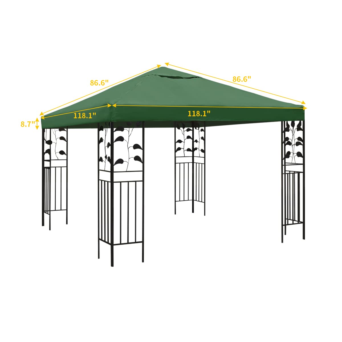 LooDro 10'X10' Canopy Replacement Cover Gazebos & Pergolas Pop Up Tent Shelter Sunshade Waterproof Roof Top with Air Vent