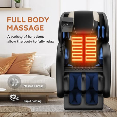 2026 Massage Chair Full Body, Zero Gravity SL-Track Shiatsu Massage Recliner, with Zero Gravity, with Full Body Air Pressure, Heat, APP Control, 6 Fix Point Rollers, Airbags, Deep Yoga Stretch (Brown) AYJOIR