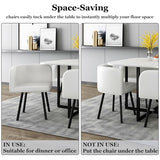 Square Dining Table Set for 4, 39" Small Conference Tables Set, Faux Marble Negotiation Table with Strong Metal Frame and 4 White PU Leather Upholstered Chairs, for Meeting Room, Office, Apartment AMHDDT