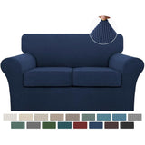 Turquoize 3 Piece Sofa Covers for 2 Cushion Couch Sofa Slipcover Soft Couch Cover for Dogs-Washable Sofa Furniture Covers with 2 Individual Cushion Covers, Thick Jacquard Fabric (Loveseat, Navy) Turquoize