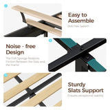 Rolanstar Bed Frame Twin Size with Charging Station, Bookcase Headboard Bed with LED Light and Sliding Doors, Platform Bed with Wooden Slats, No Box Spring Needed, Noise Free, Black Rolanstar