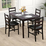 Pazidom Small Dining Table Set for 4, Wooden Kitchen & Dining Room Sets 5 Piece Kitchen Table Set, Square Table and Chair Breakfast Table Set for Restaurant Home Kitchen Living Room, Dark Brown Pazidom