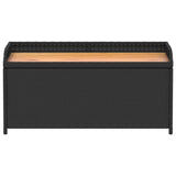 vidaXL Outdoor Storage Bench - Black Poly Rattan & Acacia Wood with Water- Storage Bag, 39.4"x19.7"x20.5" vidaXL