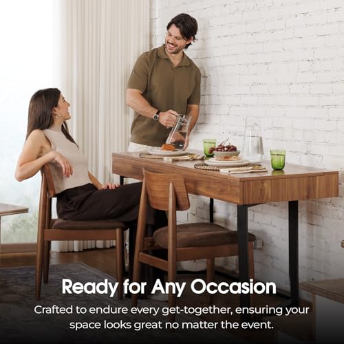 Transformer Table - Dining Table to Computer Desk, Work-from-Home Office, Gaming Desk, Study Desk, Space-Saving Furniture, Multiuse Dining Table, Royal Brown Transformer Table