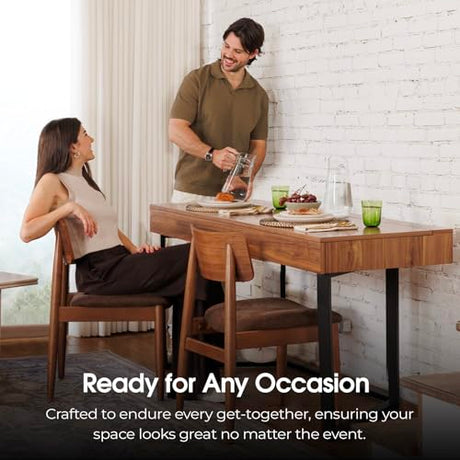 Transformer Table - Dining Table to Computer Desk, Work-from-Home Office, Gaming Desk, Study Desk, Space-Saving Furniture, Multiuse Dining Table, Royal Brown Transformer Table