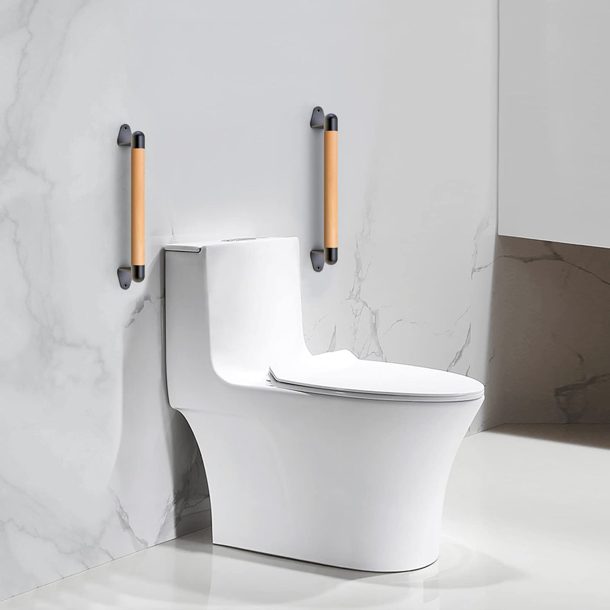 SELEWARE 12'' Barn Door Pull Handle Wood Handle w/Metal Brackets for Fence Gate Barn Door Closet Sliding Door Sheds Indoor Handrail Trays, Comfy & Long Last Using SELEWARE