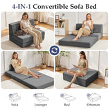 Youzi Folding Sofa Bed Convertible Sleeper Chair with Pillow, 4-in-1 Foldable Mattress Futon Couch Bed to Lounge Chair for Living Room, Bedroom, Dorm & Guest, Washable Cover, Dark Gray, Single Youzi