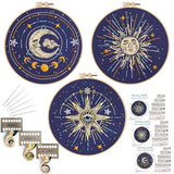 Louise Maelys 3 Set Tarot Embroidery Kits for Beginners,Cross Stitch Kit for Adults,Starters DIY Needlepoint Including Embroidery Cloth with Sun Moon Star Evil Eye Pattern and Instructions